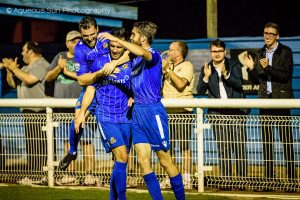 Concord Rangers 0-1 Wealdstone National League South Elliott Godfrey Tom Hamblin Ricky Wellard Celebration You do NOT have permission to use this image unless it is accredited to Aqueous Sun Photography. Twitter: @aqueoussunphoto
